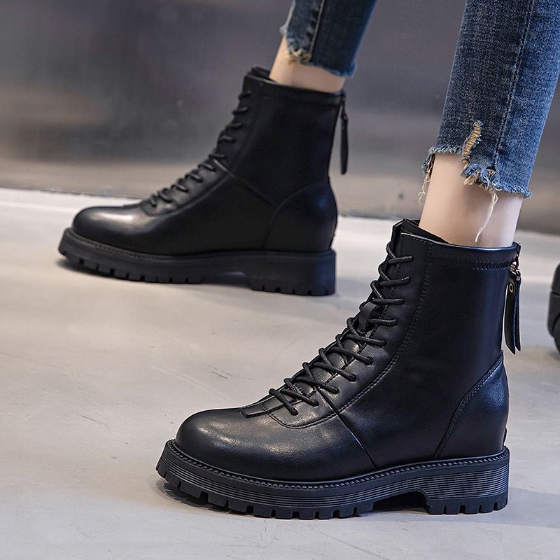 马丁靴女2025年秋季新款瘦瘦靴子女复古英伦风中筒短靴真皮女靴潮