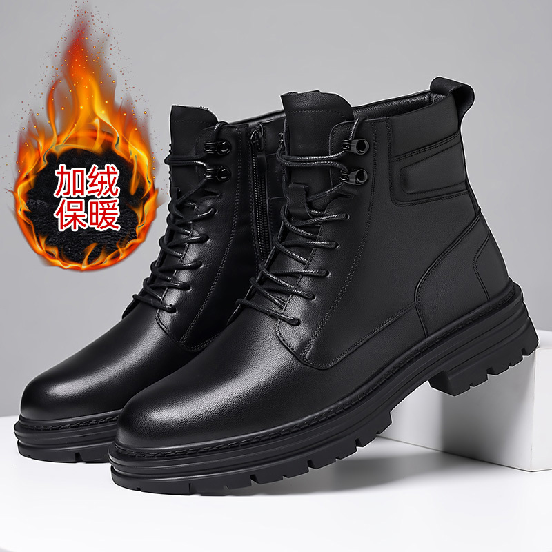 绒马丁靴鞋子男士英伦风皮靴男头层牛皮高帮男靴复古风英伦复古