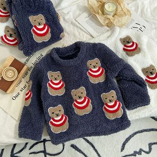 两件套潮0001A002 上衣长裤 儿童睡衣套装 加绒秋冬儿童家居服开衫