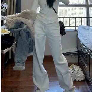 2025新款牛仔裤女高腰窄版阔腿直筒秋冬小个子裤子女裤子裤子