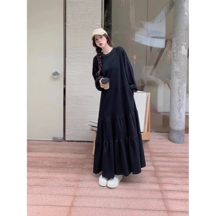 宽松大码 韩版 200斤中长款 款 潮 孕妇卫衣连衣裙荷叶边裙时尚 春秋装