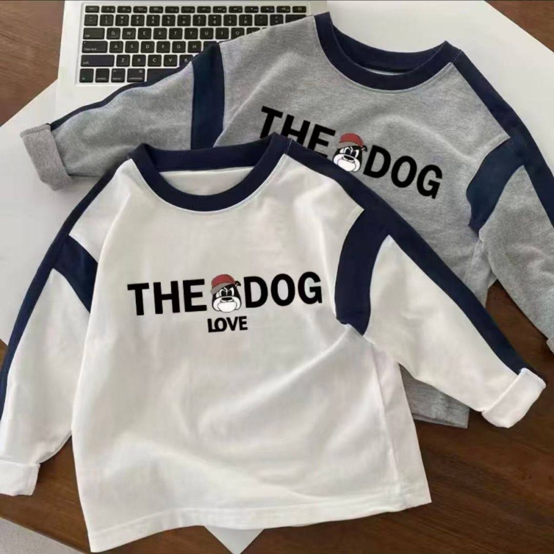 男童长袖T恤2025春秋新款圆领儿童拼色打底衫中小童上衣韩版童装T