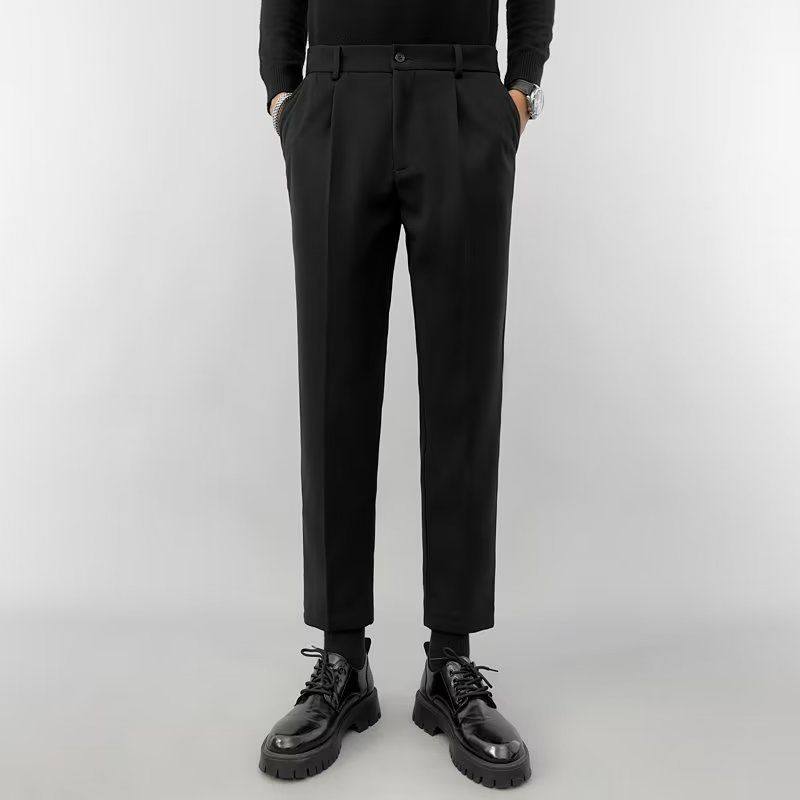 秋冬男士毛呢裤厚款磨毛呢修身百搭休闲长裤韩版商务九分小西裤男