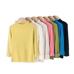 女童套头毛衣2025秋冬儿童纯色半高领内搭羊毛打底衫中小童长袖