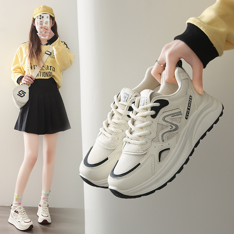 轻便日常女鞋老爹鞋女厚底运动小白鞋2025春秋新款百搭休闲板鞋