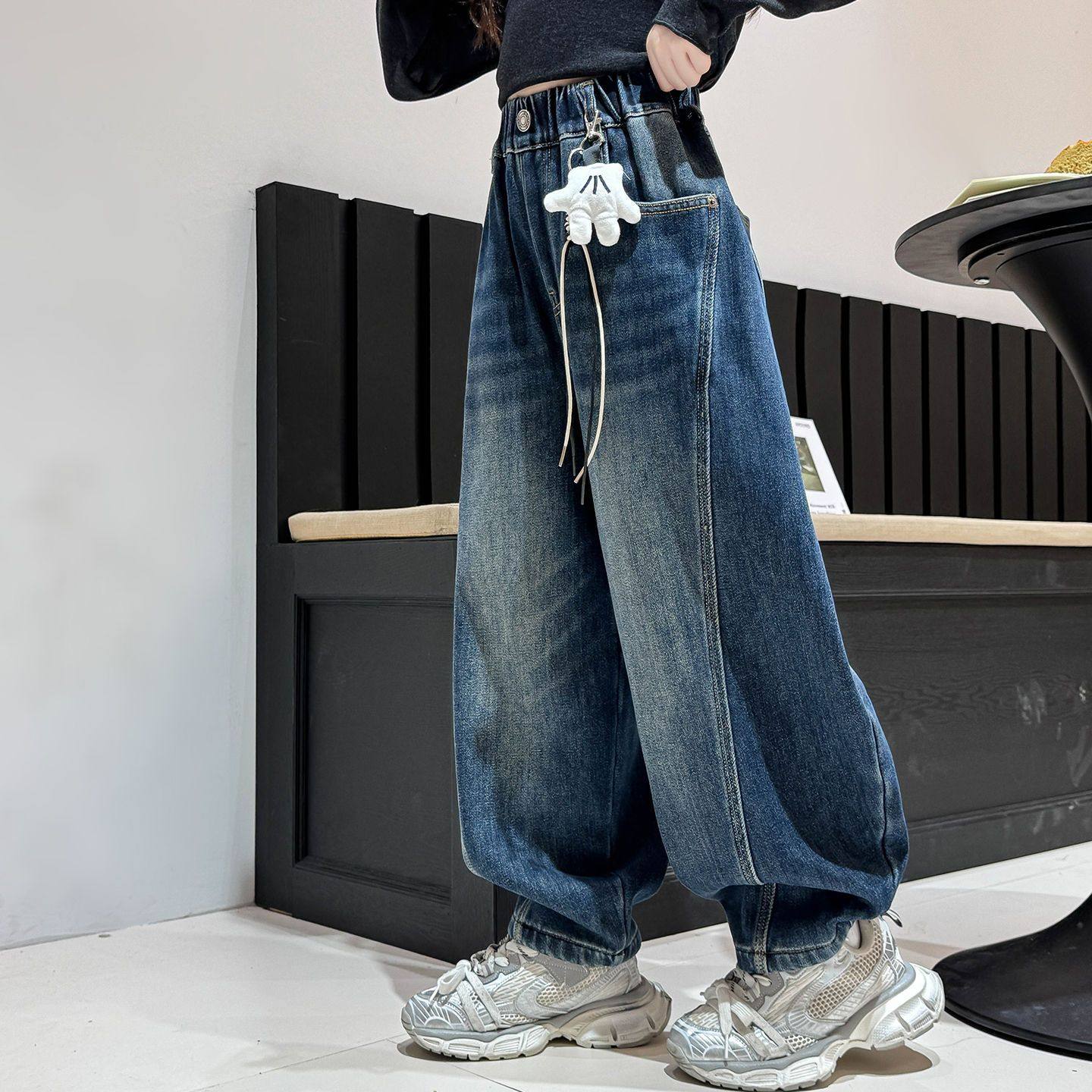 女童牛仔裤秋冬2025新款女孩时髦加绒裤子儿童大童冬季加厚阔腿裤,童装/婴儿装/亲子装,儿童牛仔裤,淘宝优惠券,粉丝福利购,淘宝优惠卷