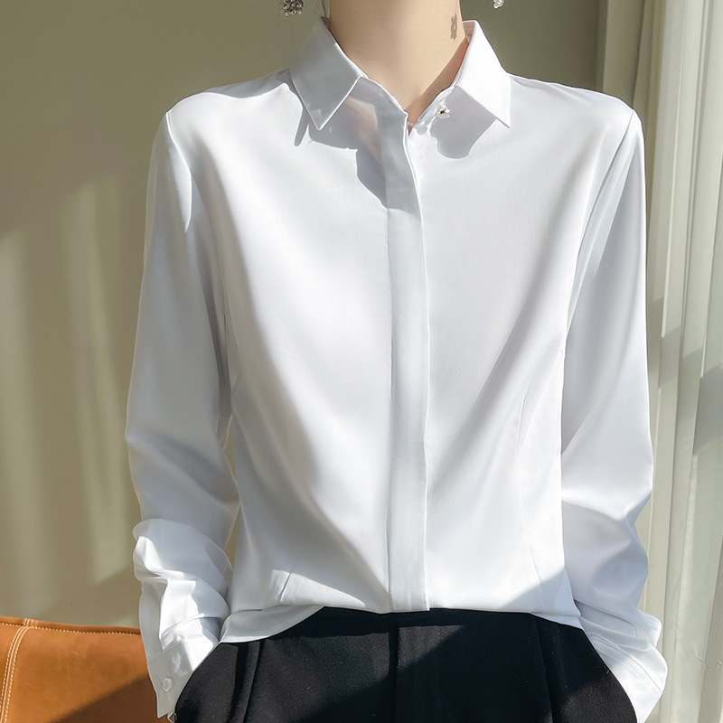 职业白色衬衫女长袖气质正装工作服春夏百搭上衣工装衬衣