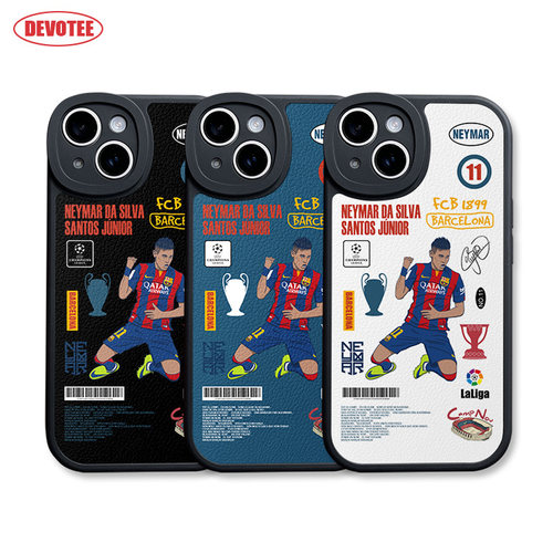 内马尔手机壳ip13/14plus巴塞罗那15Promax西甲iQOO11 pura70全包边mate60皮纹软壳nova12足球K70荣耀90米14