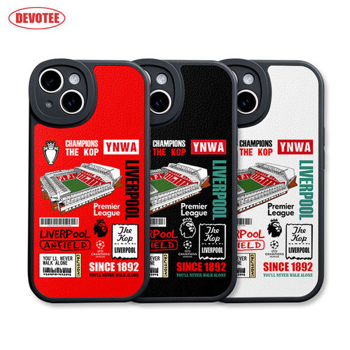 利物浦手机壳16Promax英超15plus全包边ip14/13mini皮纹软壳mate70欧冠pura70足球K80米15荣耀300球场iQOO13