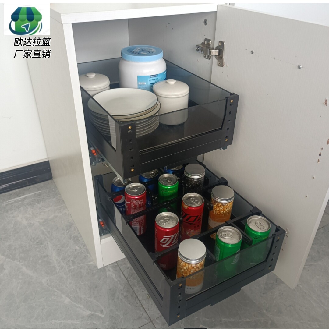 窄柜调料拉篮调味抽屉式拉篮厨房厨柜改造小尺寸调料调味品置物架
