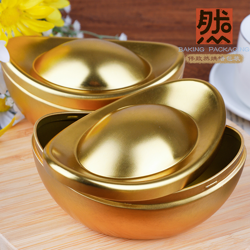 仿真金元寶馬口鐵盒飾品擺件道具財(cái)神烘焙蛋糕盒慕斯打包盒子禮盒