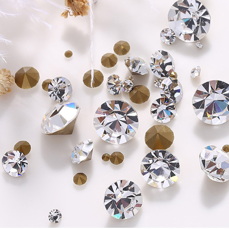 网红新款尖底钻 美甲堆钻饰品补钻 超闪奥钻捷克水晶钻 璀璨水晶