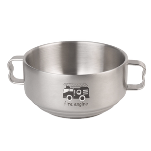 韩式儿童餐具316L不锈钢学生吃饭圆形碗带盖双把手午餐饭盒耐高温