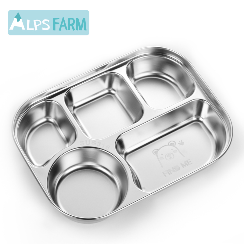 儿童餐盘316L不锈钢分格卡通家用防摔幼儿园可爱宝宝餐具加深消毒