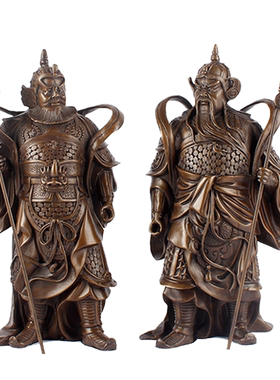纯铜尉迟恭秦琼左右护法工艺品