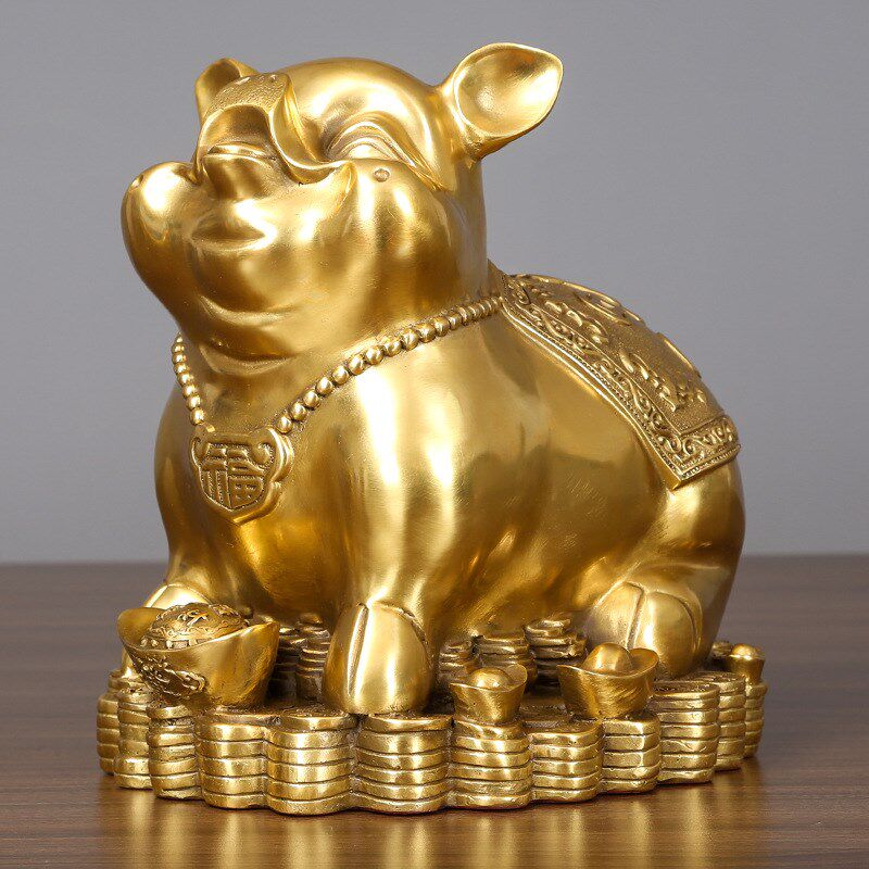 纯铜猪摆件客厅家居装饰品办公桌工艺品摆设大号金钱福猪礼品铜猪
