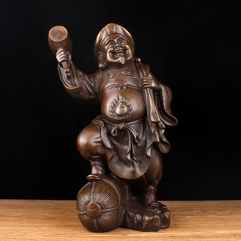 黄铜大黑天财神像摆件大号日本财神家居供奉财神佛像客厅装饰摆设