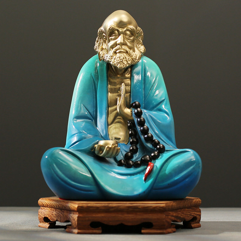 铜禅意达摩祖师佛像客厅摆件