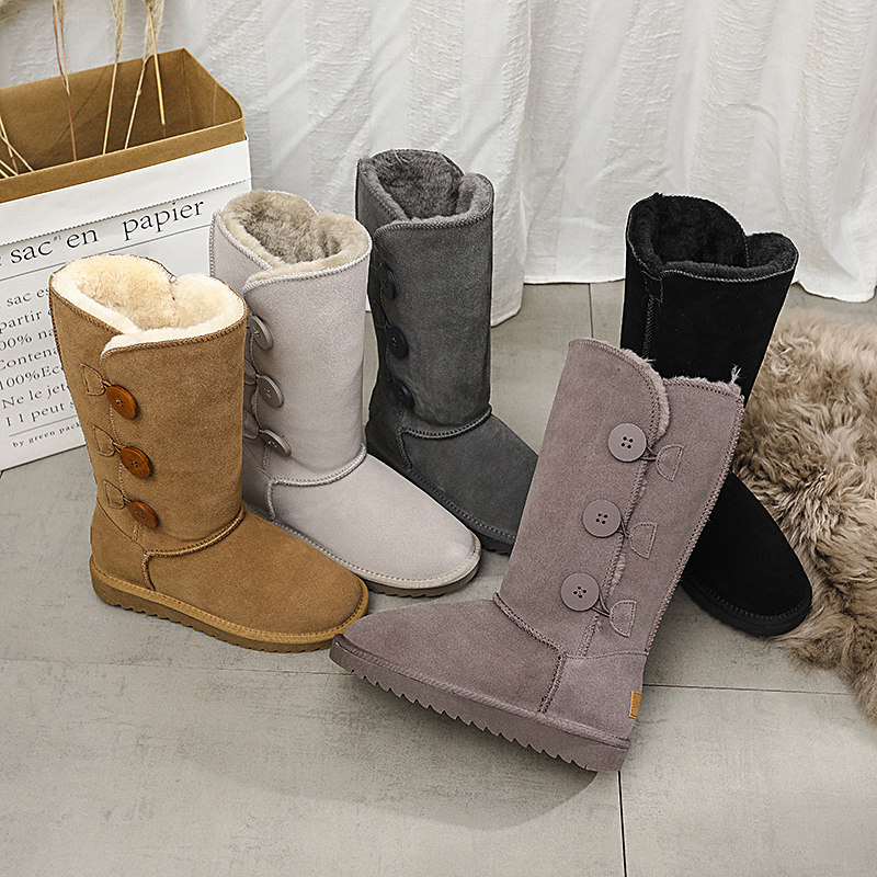高筒雪地靴女2023新款皮毛一体靴