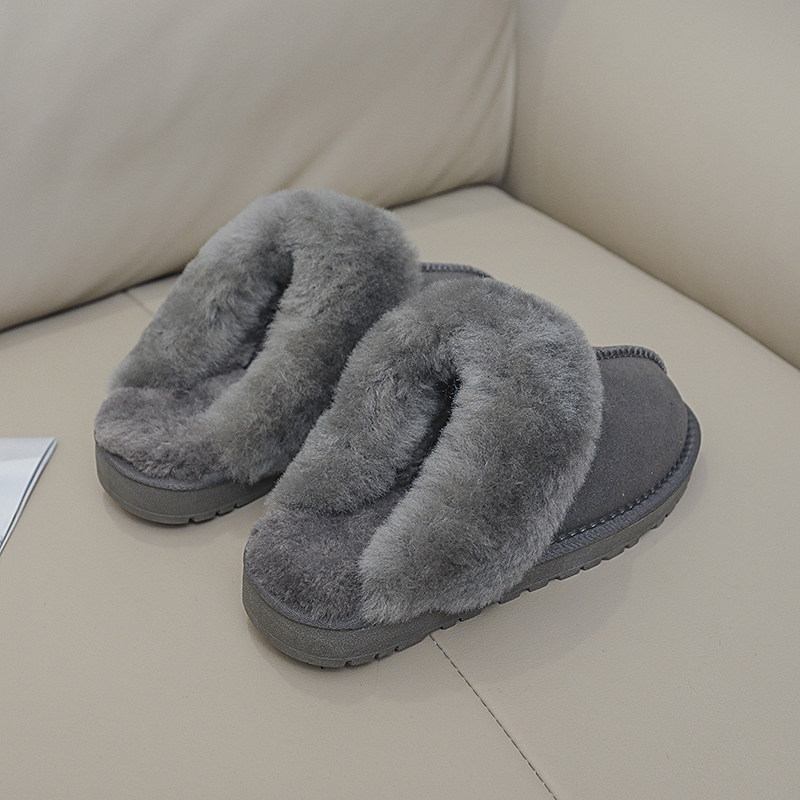 羊毛半拖鞋男女秋冬季保暖舒适