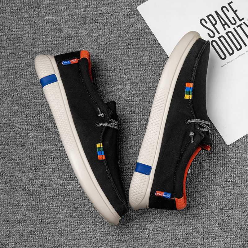 cross外贸夏季透气老北京布鞋男士休闲男懒人鞋子一脚蹬帆布男鞋