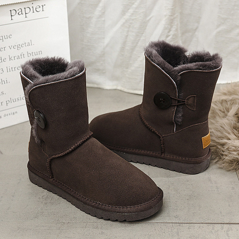 雪地靴女加绒加厚2024年真皮靴子