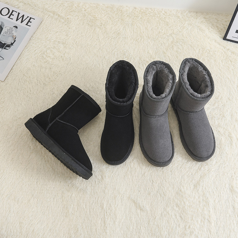 雪地靴男中筒靴子帮冬季靴加厚绒