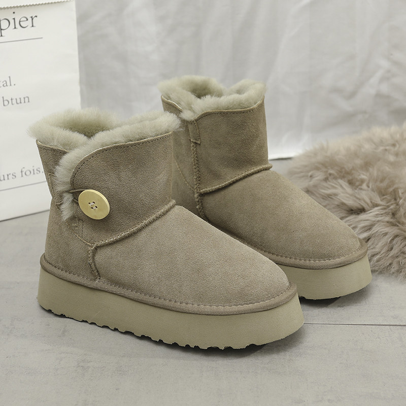 厚底2024年新款皮毛一体短筒靴