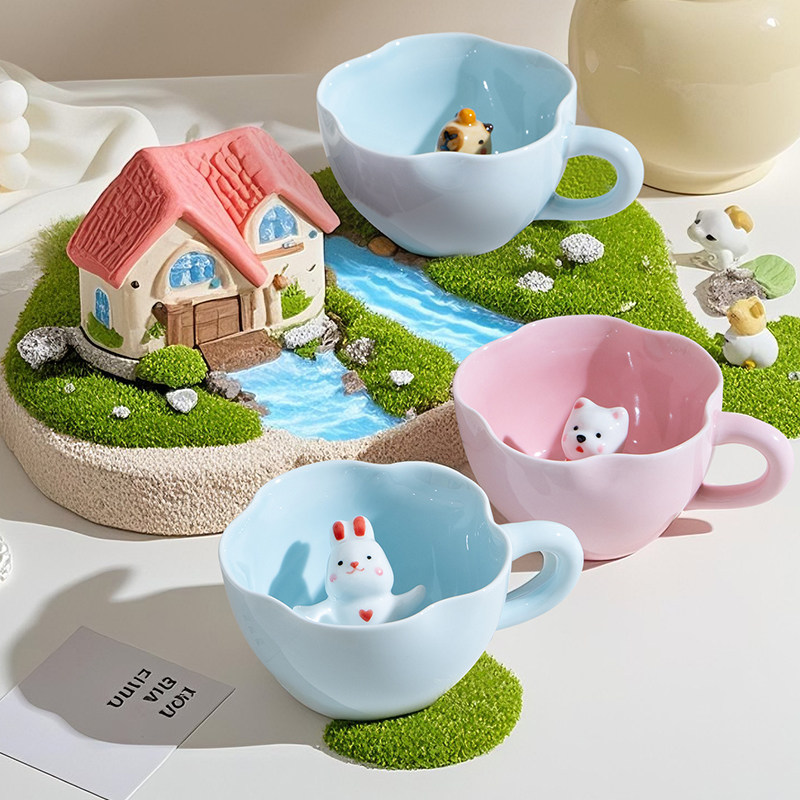 HE 马克杯景德镇釉下彩可爱卡通动物水杯女孩男孩新款儿童节送礼,餐饮具,马克杯,淘宝优惠券,粉丝福利购,淘宝优惠卷