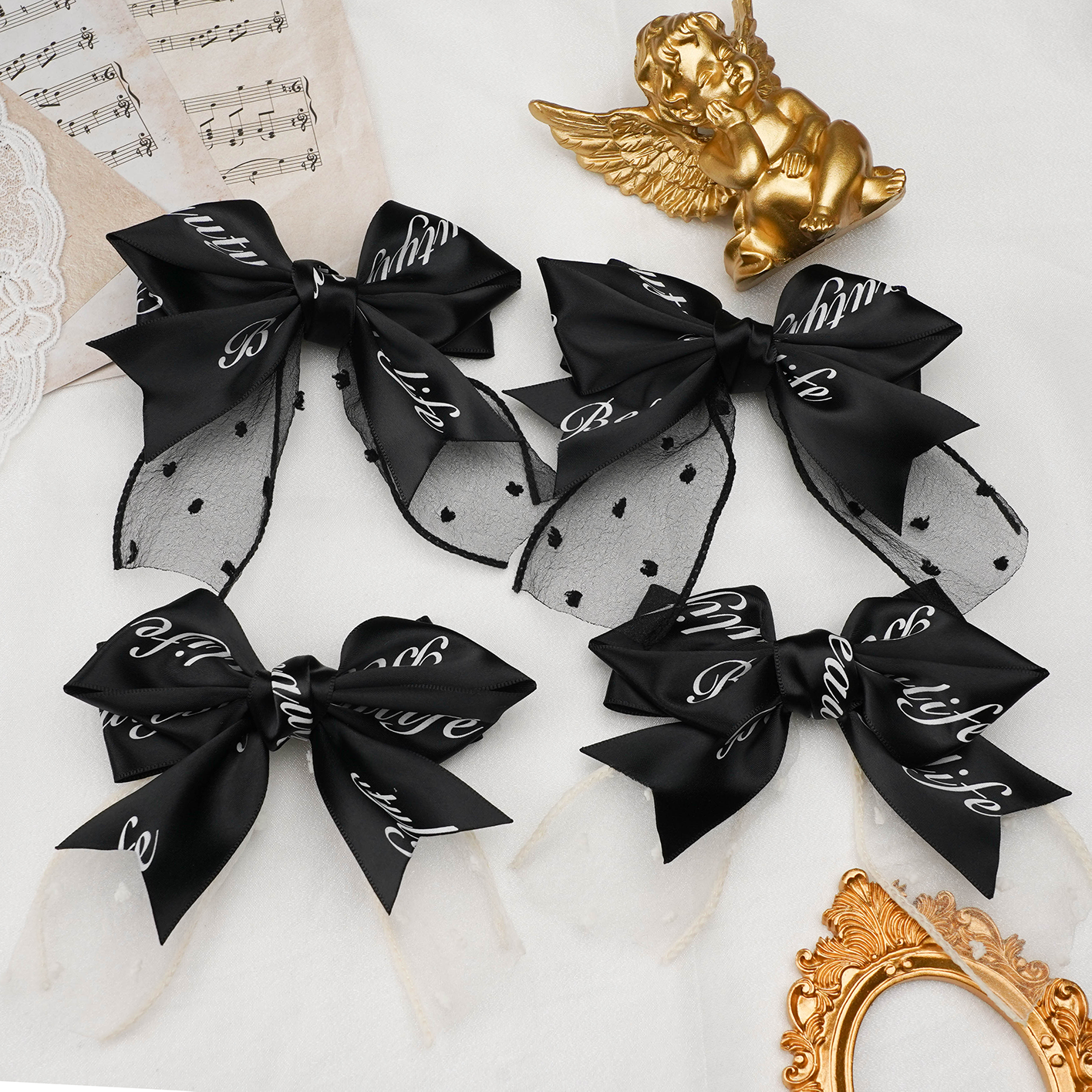 明日女友同款黑色字母地雷系量产型明天我会成为谁的女友同款发夹