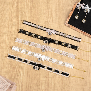 天蕾系量产型choker重工仿珍珠水钻项圈少女颈链洛丽塔甜美锁骨链