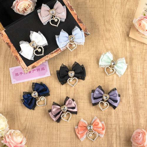 蕾蕾系蕾丝水钻爱心手作迷你发夹