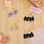 s925银针量产型耳钉耳夹天蕾系爱心水钻蝴蝶结流苏耳坠少女耳夹