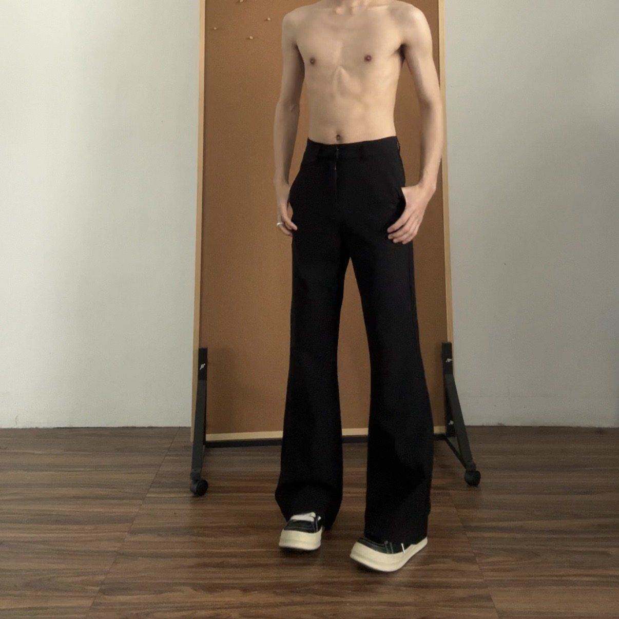 夏季黑色薄款微喇西裤男美式cleanfit喇叭垂感高级感休闲 西装裤