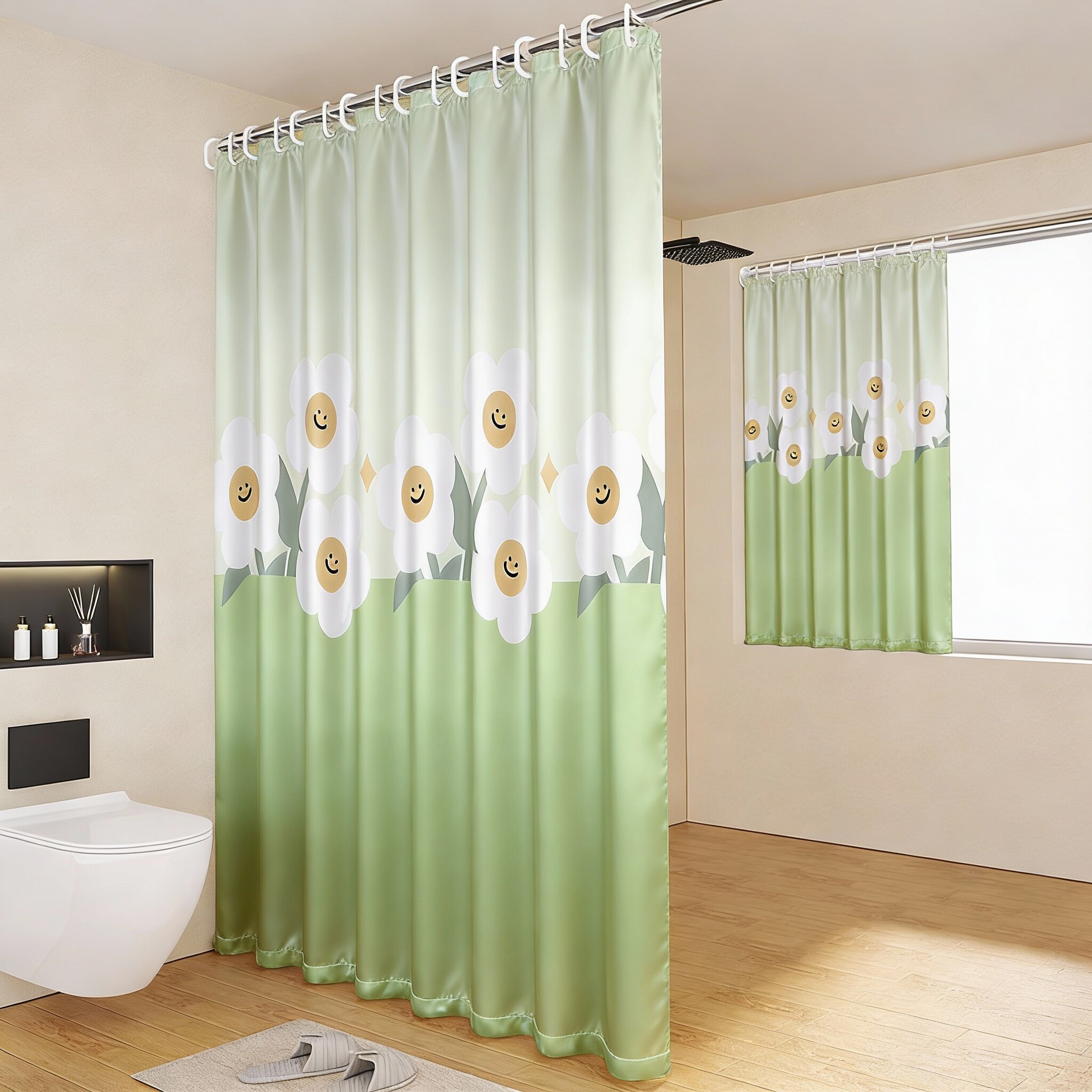 防水浴帘浴室隔断帘涤纶布防霉高档淋浴遮挡帘卫生间速干帘子窗帘