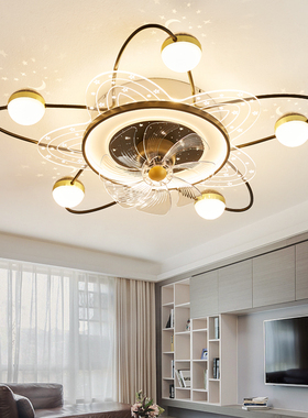 风扇灯客厅2025新款360°摇头星空智能灯扇轻奢大气全屋灯具套餐