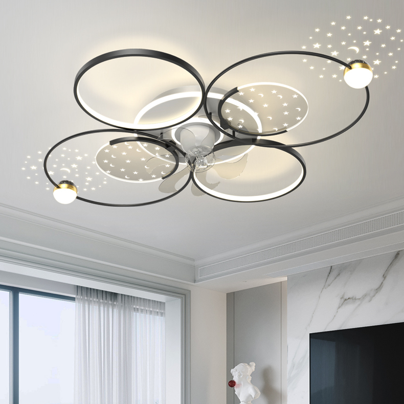 客厅餐厅卧室现代简约吸顶风扇灯