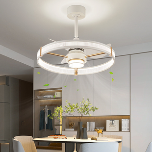 餐厅风扇灯吊扇灯简约现代家用智能卧室房间小客厅电风扇吊灯一体