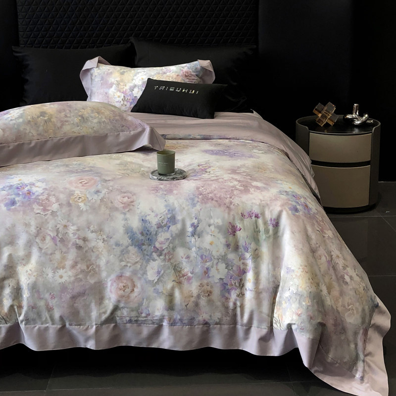 田园复古风100全棉长绒棉四件套纯棉床单被套床上用品