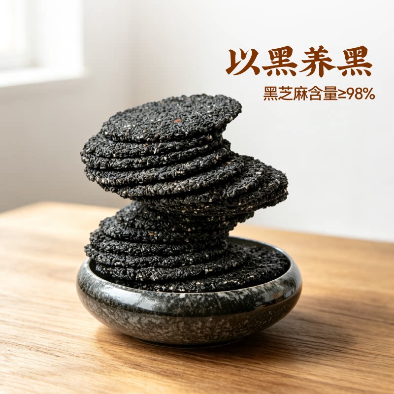 佰味良田无糖孕妇零食黑芝麻饼干芝麻饼薄片麻麻黑健康食品500克