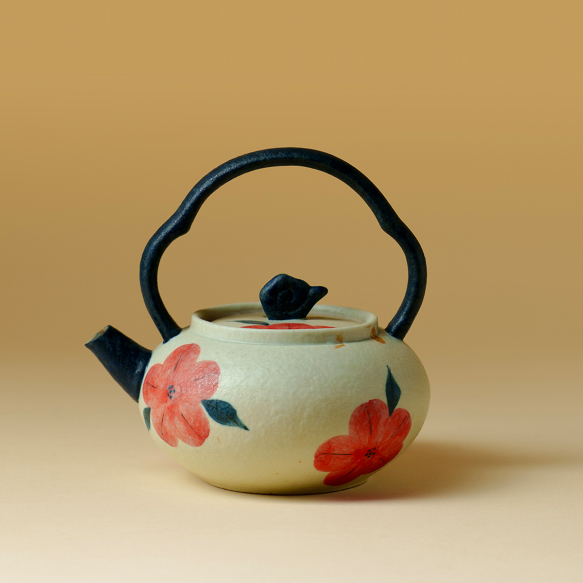 墨己古白手绘绯花中式葫芦提梁壶家用复古茶壶功夫茶具高档泡茶壶