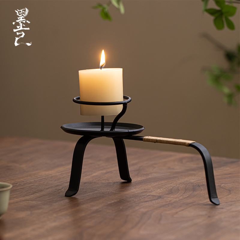 墨己诧寂风铁艺烛台手工铸铁油灯