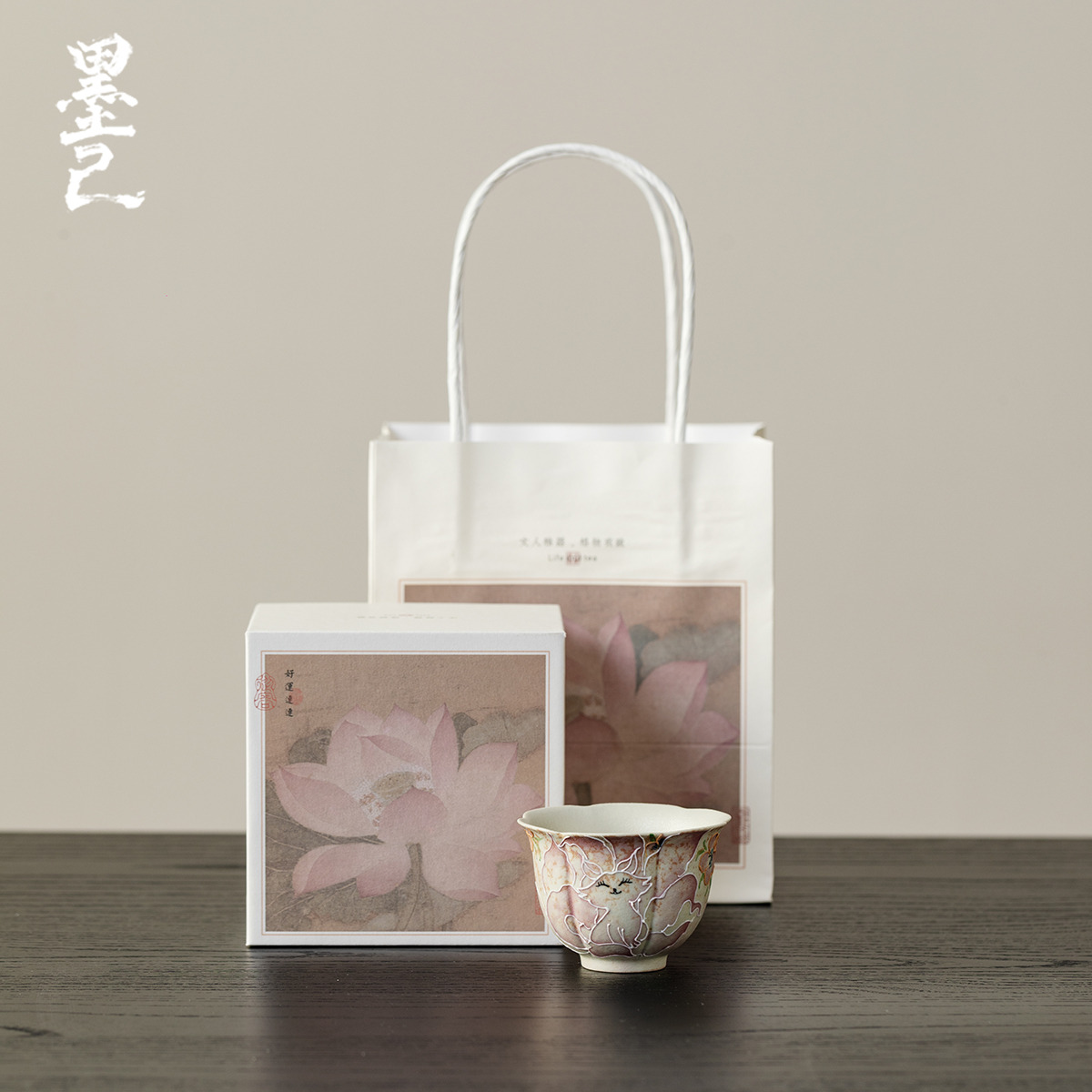 墨己2025新款手绘九尾狐品茗杯家用陶瓷喝茶杯高档女士主人杯茶具
