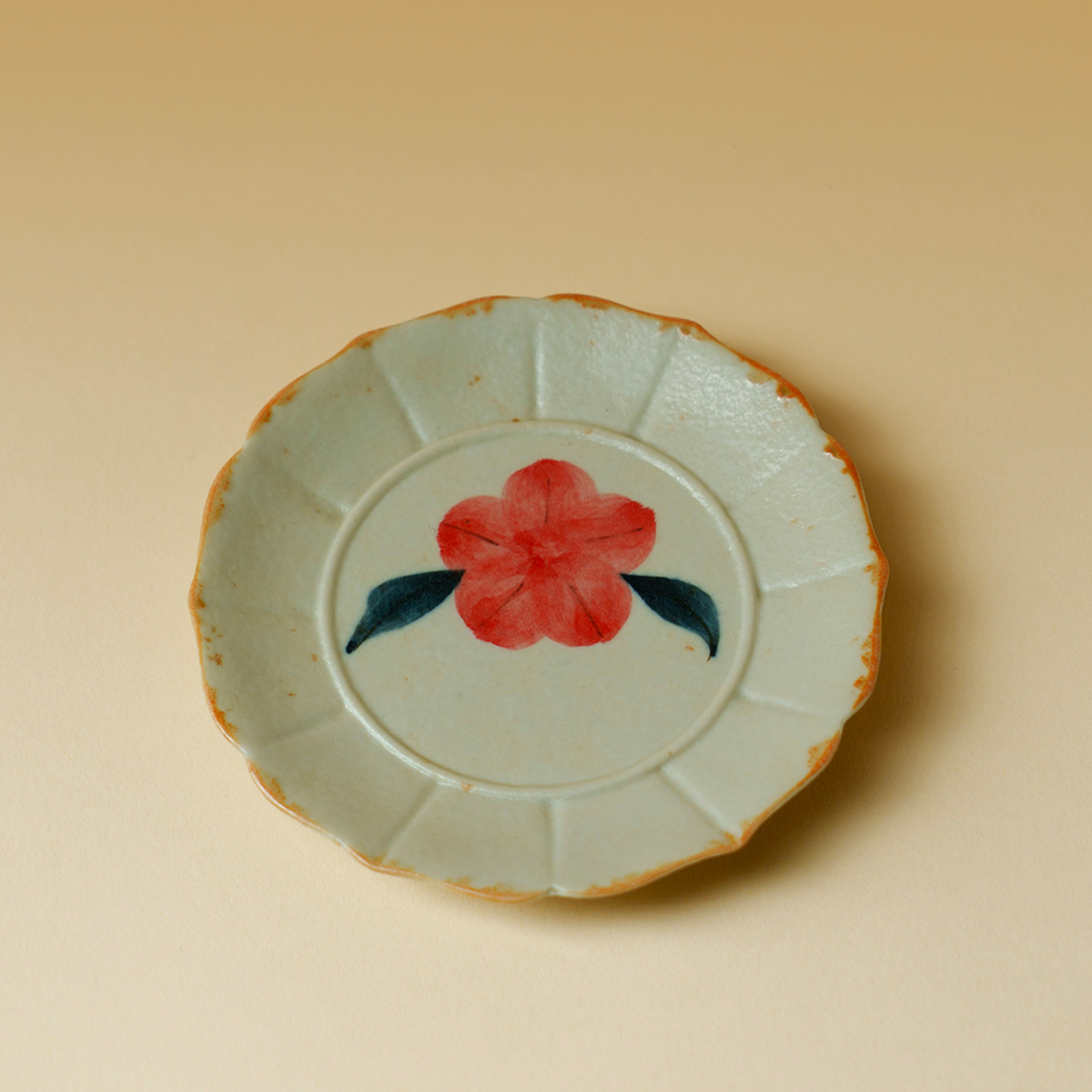 墨己中式手绘绯花花瓣杯垫家用高档陶瓷杯托桌面防烫茶托茶具零配