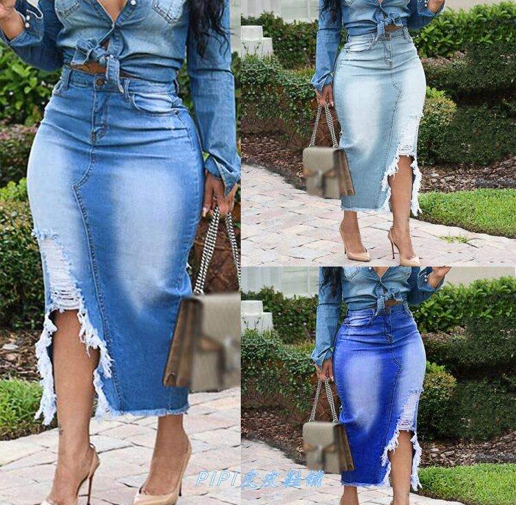 denim skirt ripped jeans dress ladies skirts for women 3XL在类目 模玩/动漫/周边/cos/桌游, Cosplay服饰/道具/服务, Cosplay女装中 - 来自Buy2taobao.com提供专业的淘宝代购服务