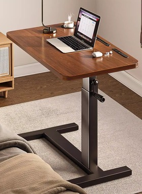 可折叠升降床边桌卧室小型家用电脑桌飘窗书桌办公桌子长方形工作台床头学习桌写字桌带轮女生简易出租屋桌子