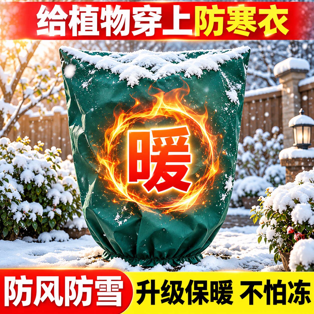 升级加厚全新料植物防寒罩防风防冻花卉树木绿植盆栽过冬送绳子