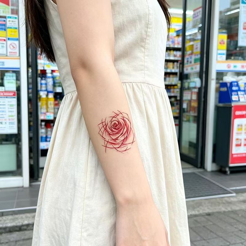 玫瑰辣妹性感锁骨彩色防水蝴蝶纹身贴手臂ins可水洗甜酷持久纹身