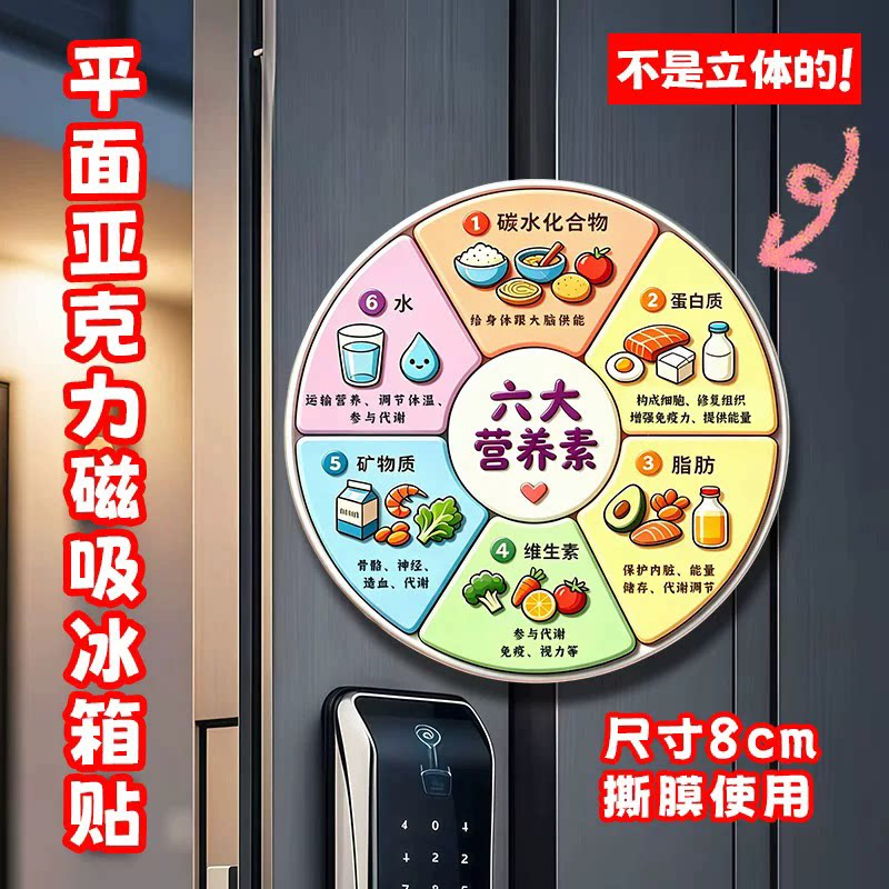 亚克力磁吸养生冰箱贴六大营养