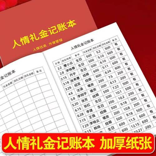 礼金簿结婚记账本婚礼宾客签到本婚庆用品大全喜事人情礼单簿账本